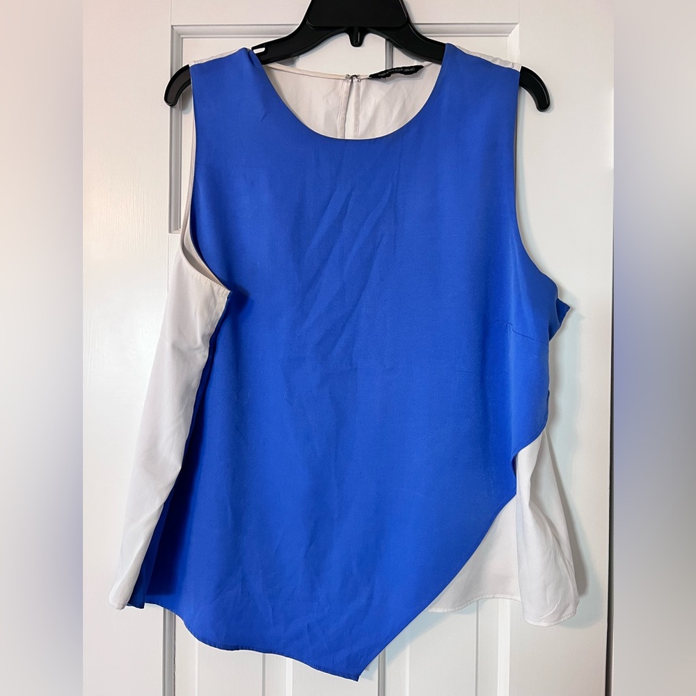 Banana Republic Royal Blue and White Asymmetric Layered Tank
